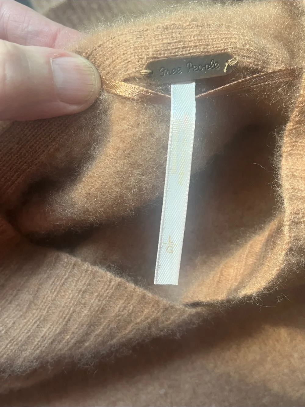 Free People Cashmere Boyfriend Hooded Sweater Womens Large Sahara Sand Brown